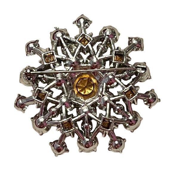 Vintage Silver Rhinestone Snowflake Brooch - Picture 2 of 2